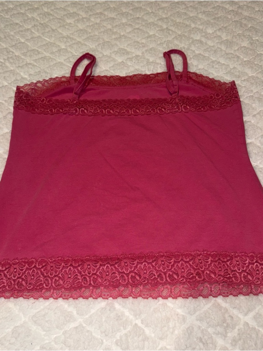 Ann Taylor Lace-Trim Camisole - Raspberry - Picture 4 of 5